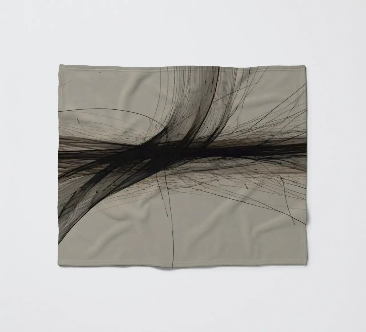 Abstract black and white design featuring intersecting lines fleece blanket by DesignDoodle