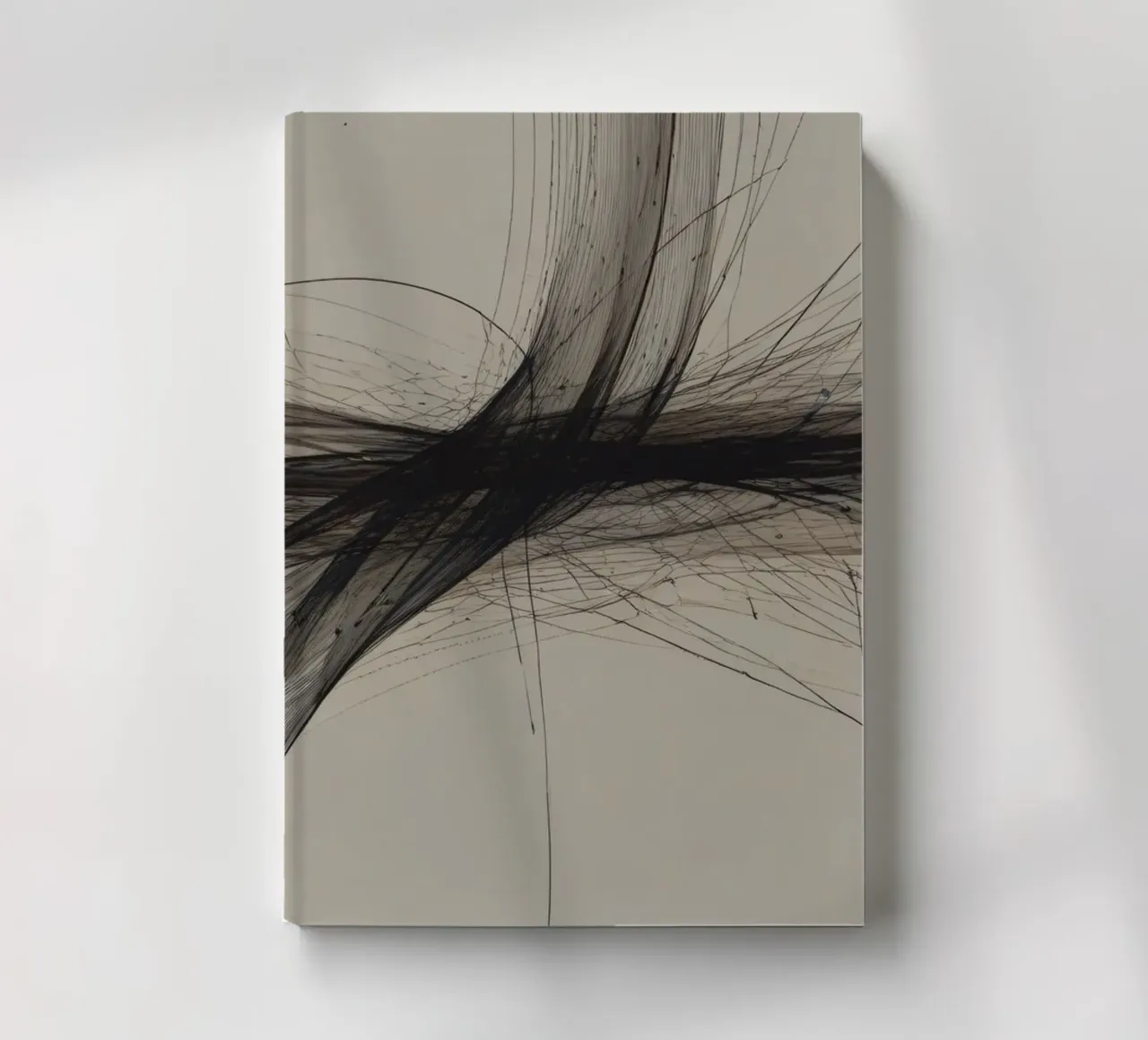 Abstract black and white design featuring intersecting lines notebook by DesignDoodle