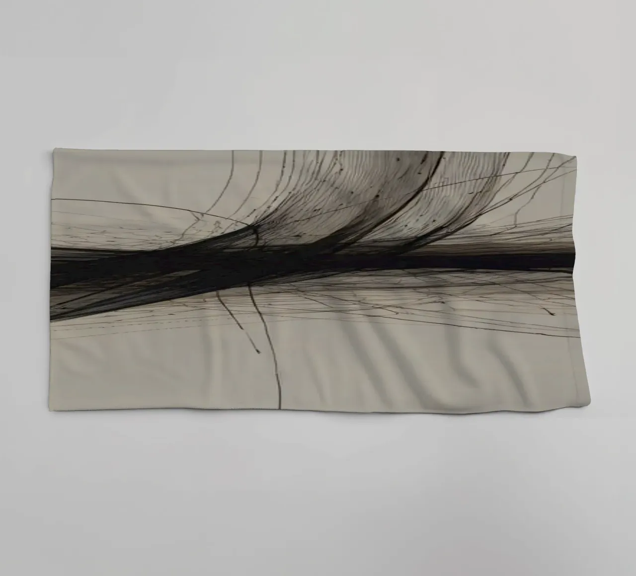 Abstract black and white design featuring intersecting lines towel by DesignDoodle