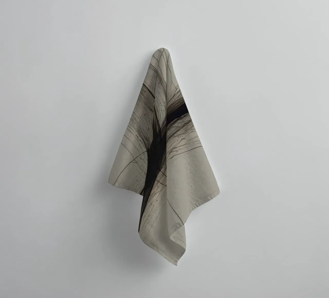 Abstract black and white design featuring intersecting lines towel by DesignDoodle