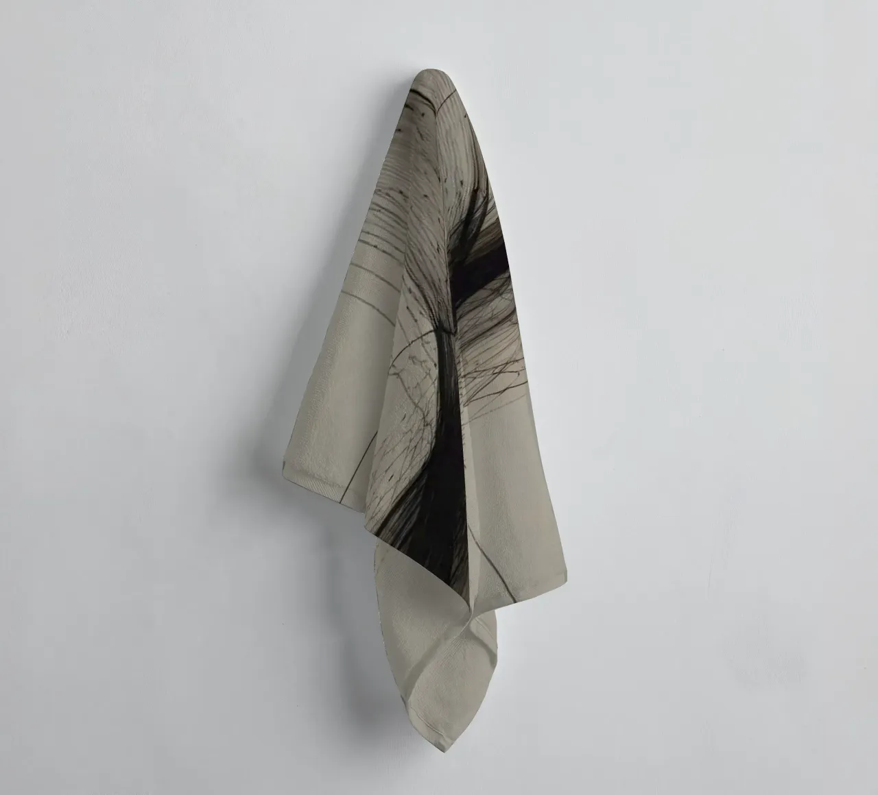 Abstract black and white design featuring intersecting lines towel by DesignDoodle