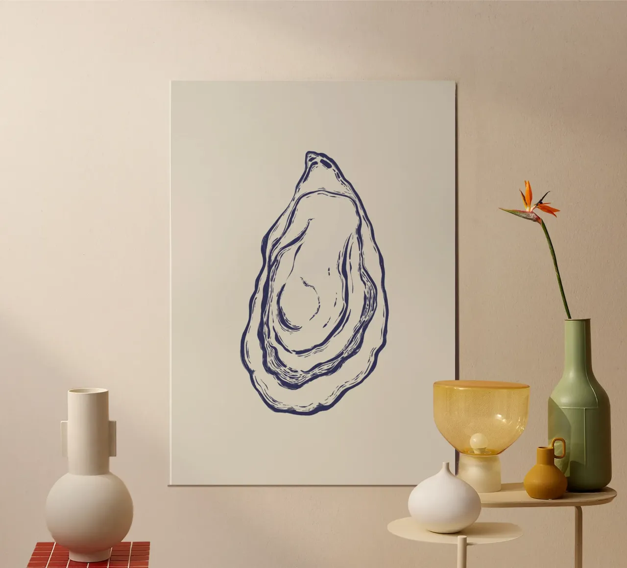 Illustrazione di ostriche alluminio dibond da Sixmai