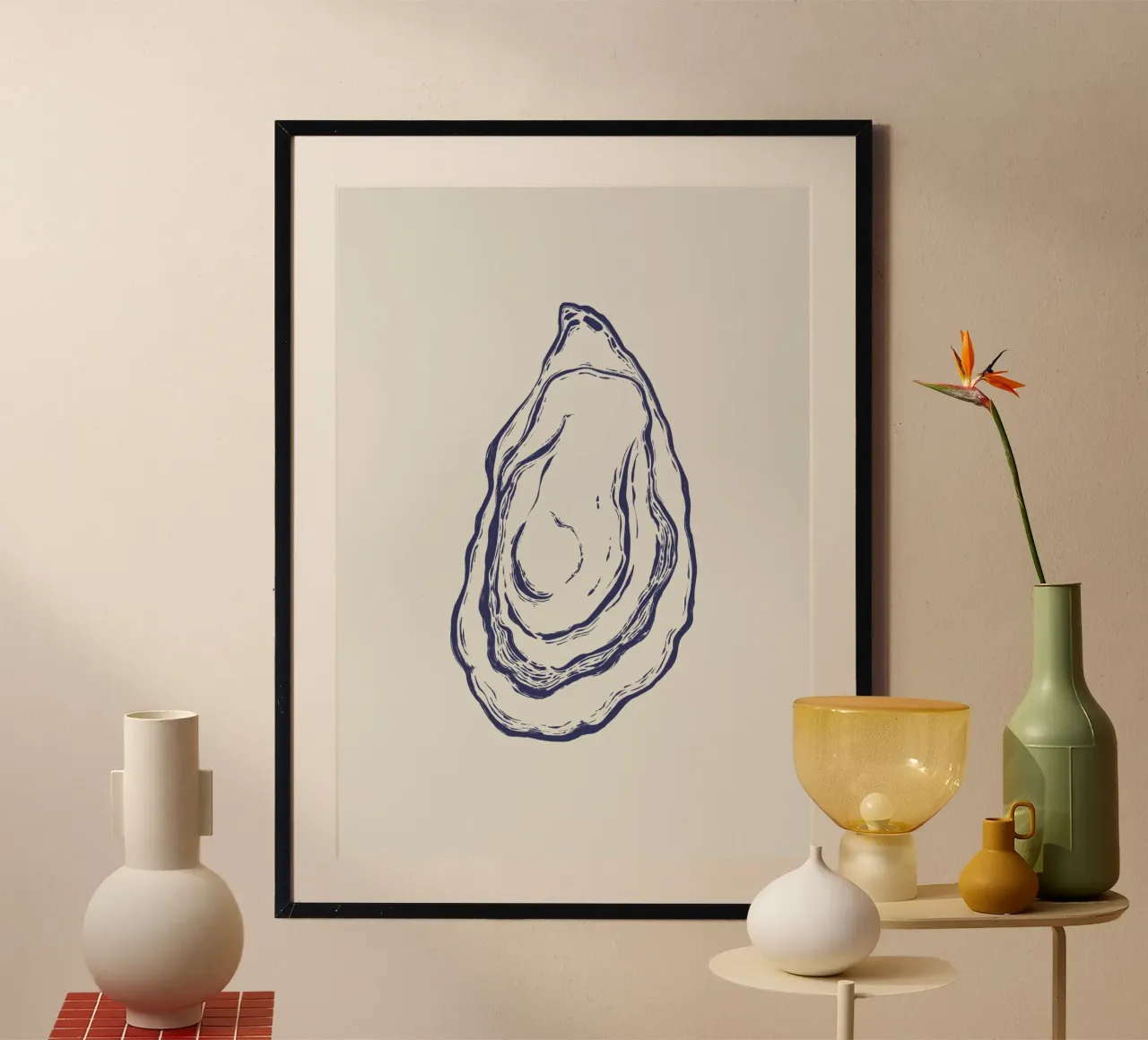 Illustration Auster Poster mit Holzrahmen von Sixmai