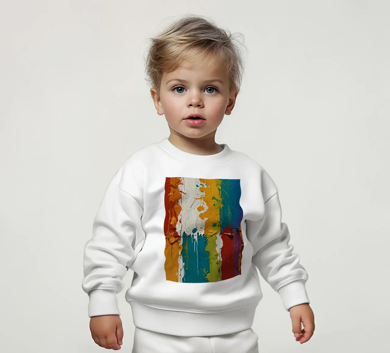 Vivid abstract wall art featuring colorful paint drips baby sweatshirt by DesignDoodle