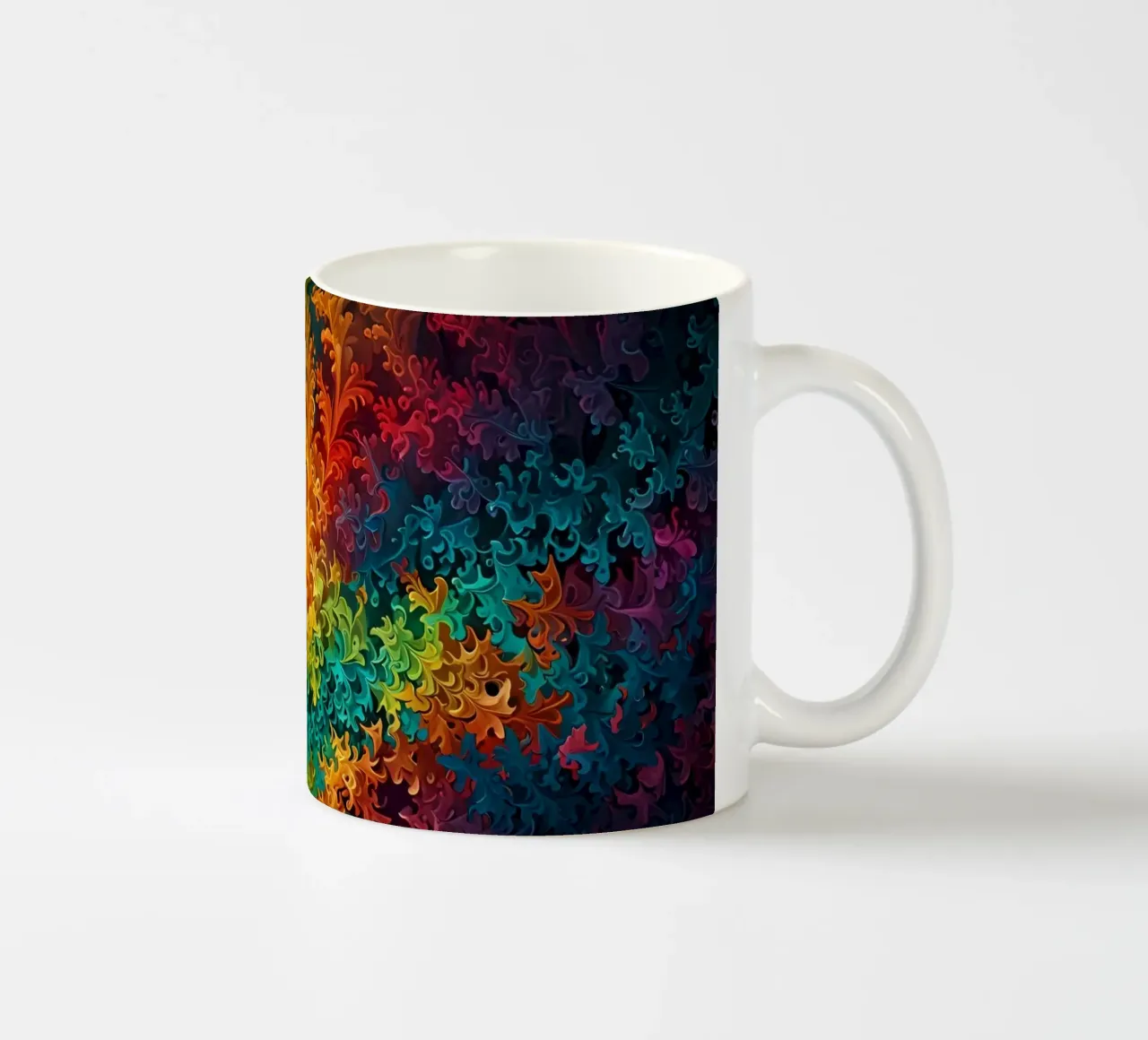 Motif abstrait fractal coloré ressemblant à des feuilles tourbillonnantes mug en céramique de DesignDoodle