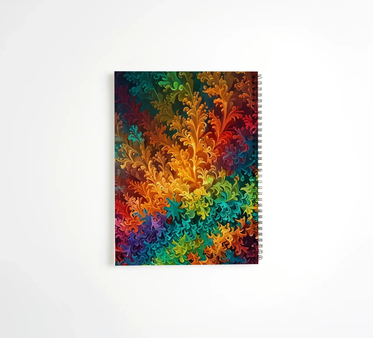 Colorful abstract fractal pattern resembling swirling leaves spiral notebook by DesignDoodle