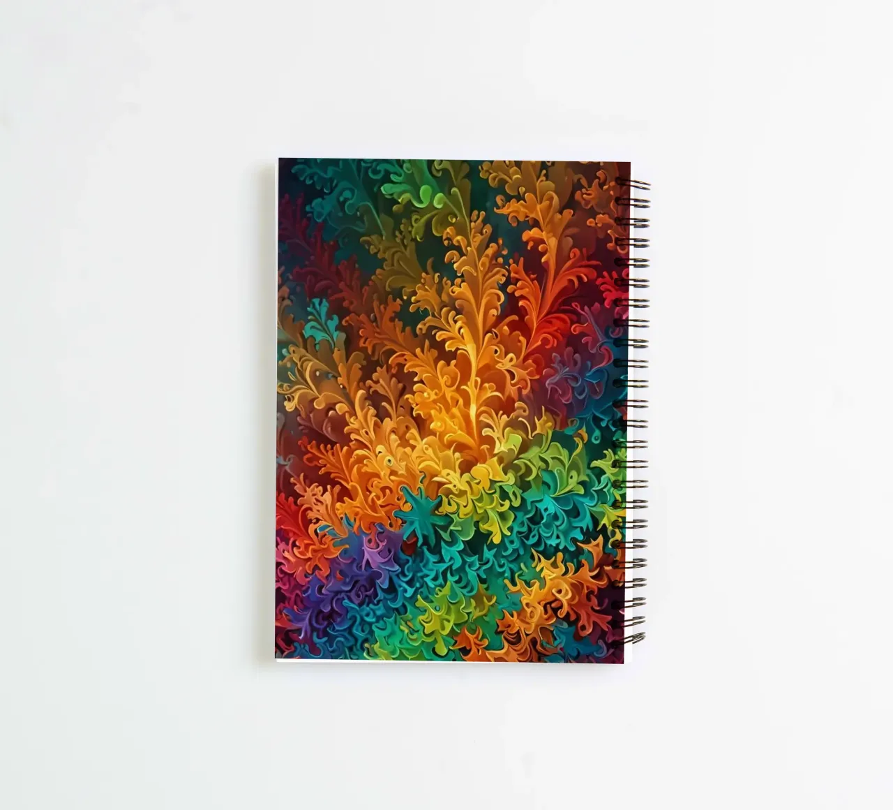 Colorful abstract fractal pattern resembling swirling leaves spiral notebook by DesignDoodle