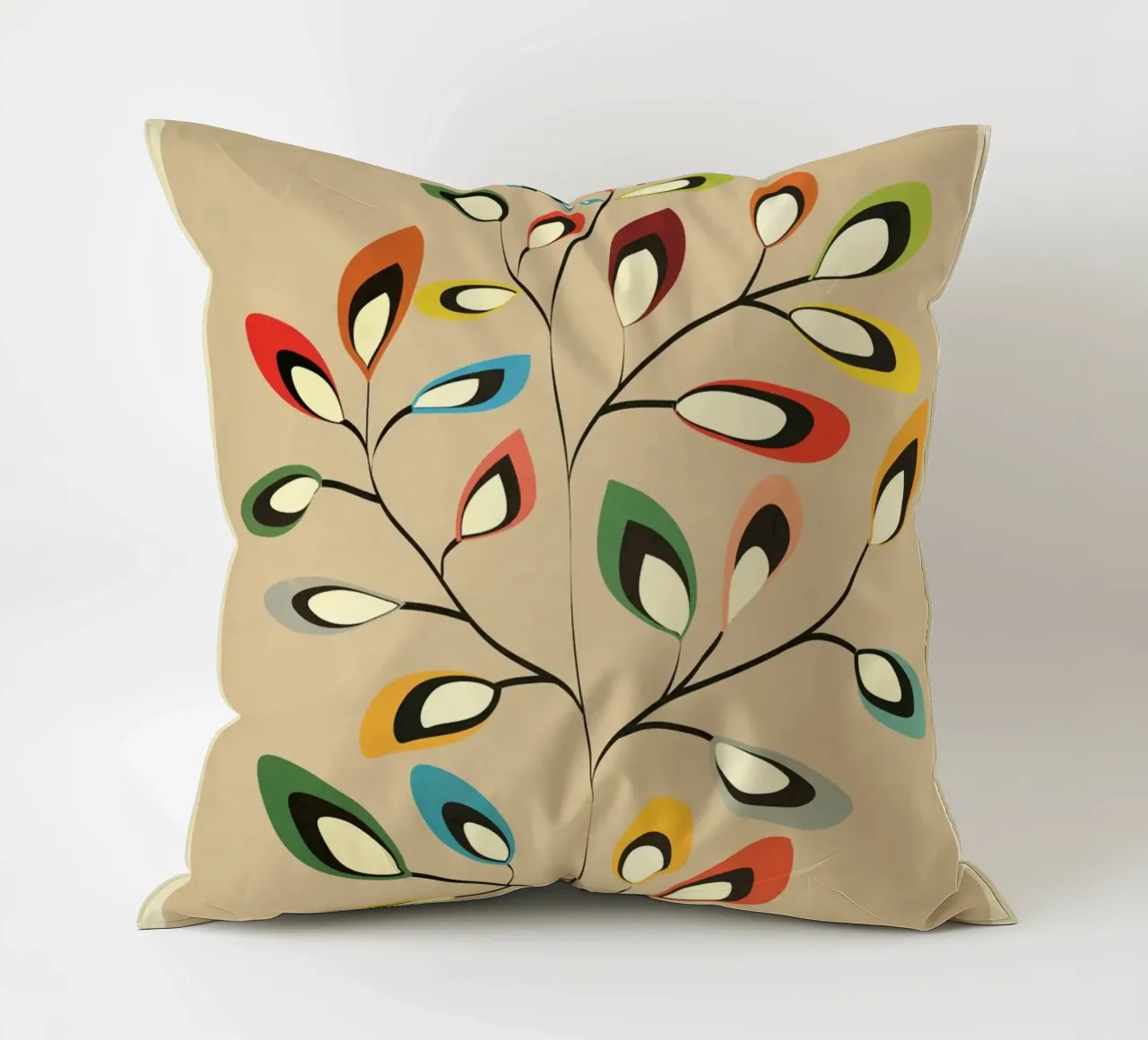 Mid-Century Abstract Flowers 08 cuscino da cityart
