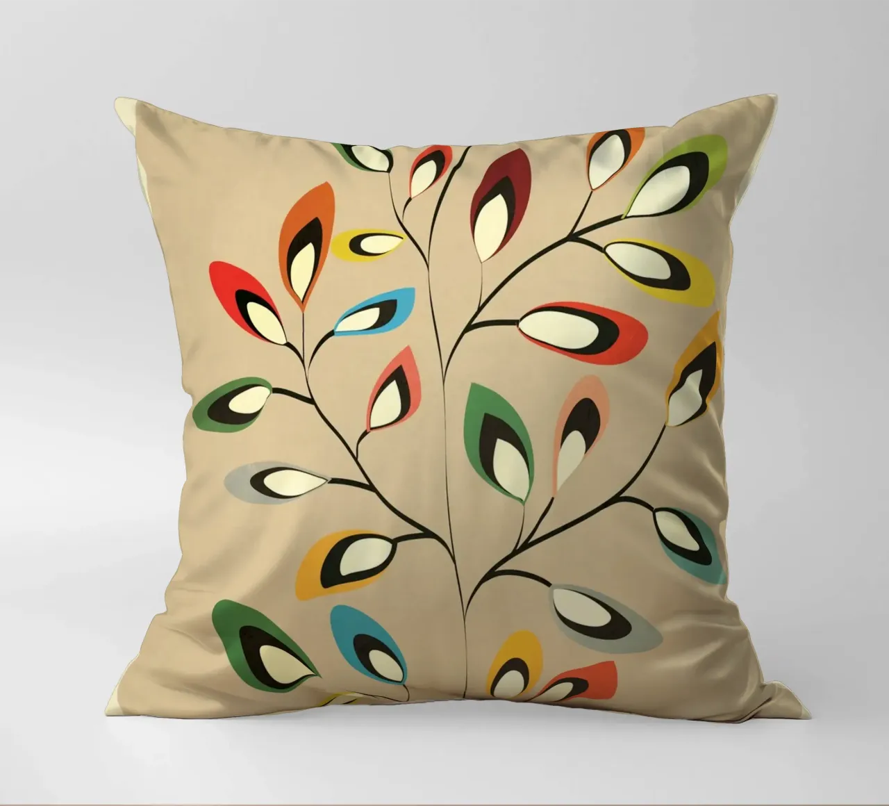 Mid-Century Abstract Flowers 08 cuscino da cityart