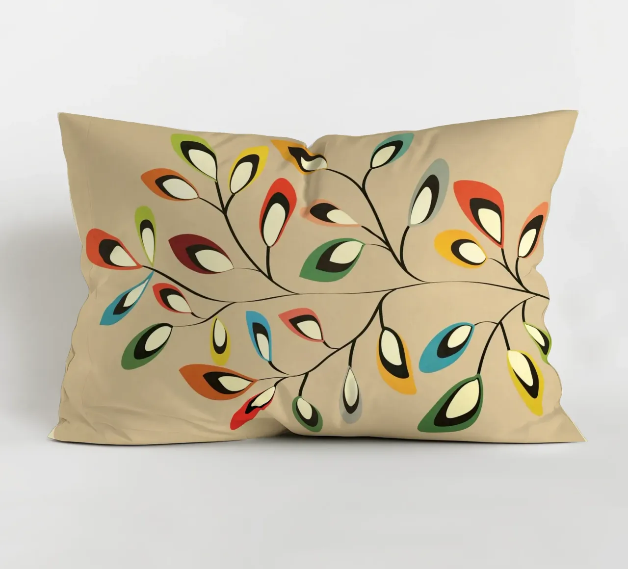 Mid-Century Abstract Flowers 08 cuscino da cityart