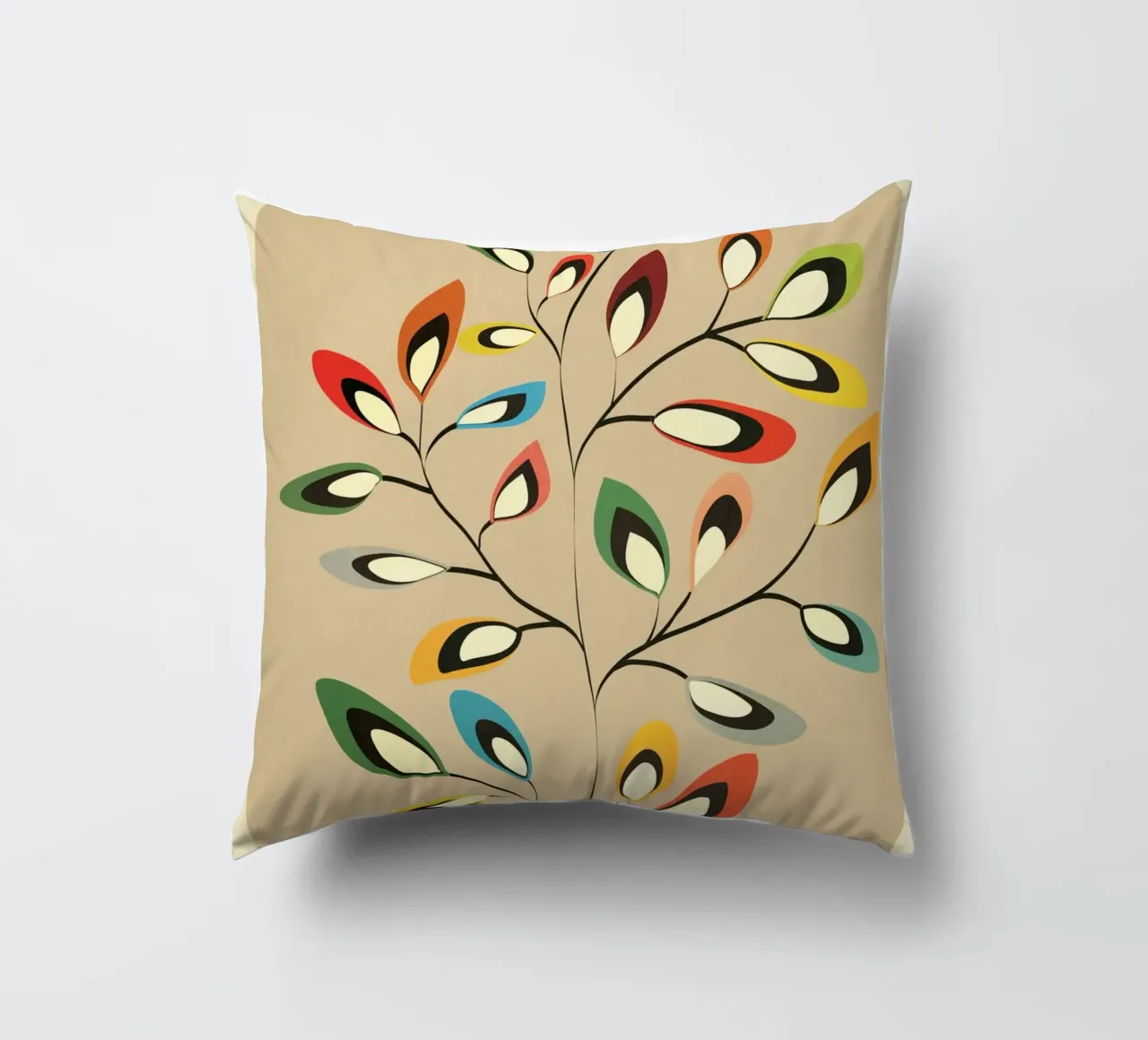 Mid-Century Abstract Flowers 08 cuscino da cityart