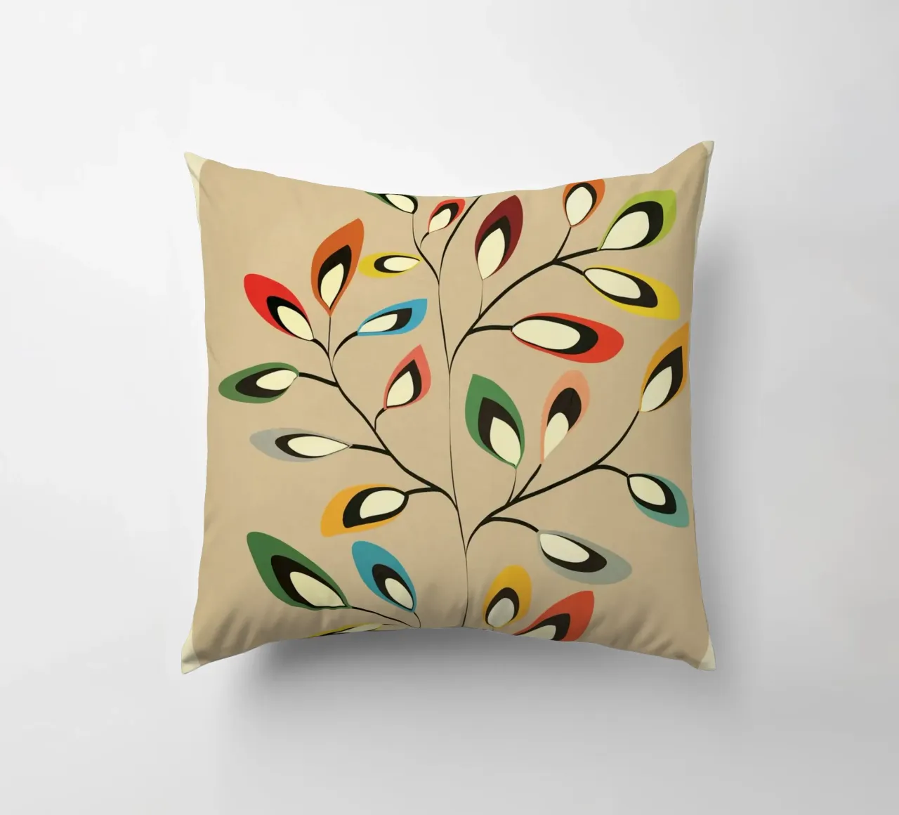 Mid-Century Abstract Flowers 08 cuscino da cityart