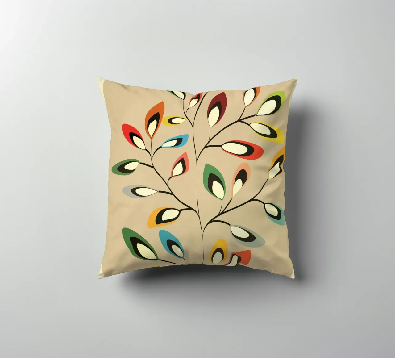 Mid-Century Abstract Flowers 08 cuscino da cityart