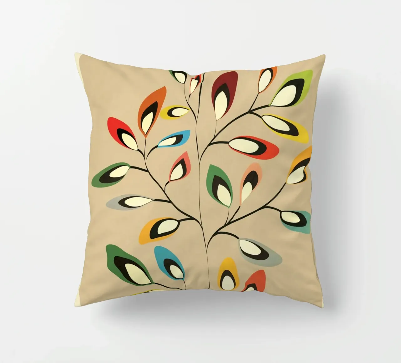 Mid-Century Abstract Flowers 08 cuscino da cityart