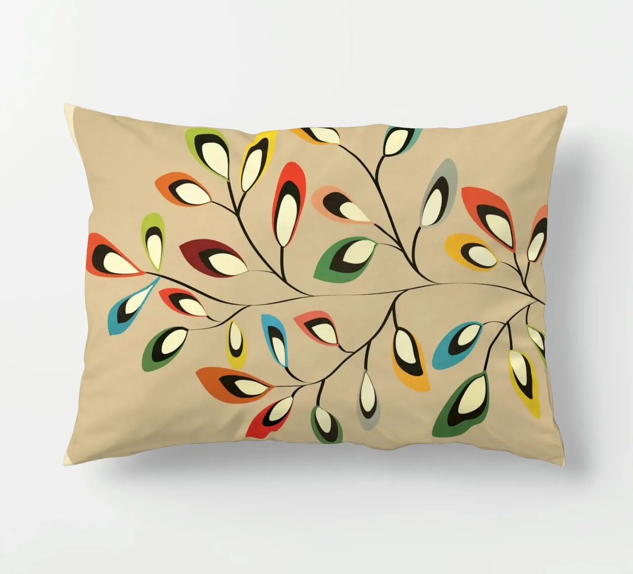 Mid-Century Abstract Flowers 08 cuscino da cityart