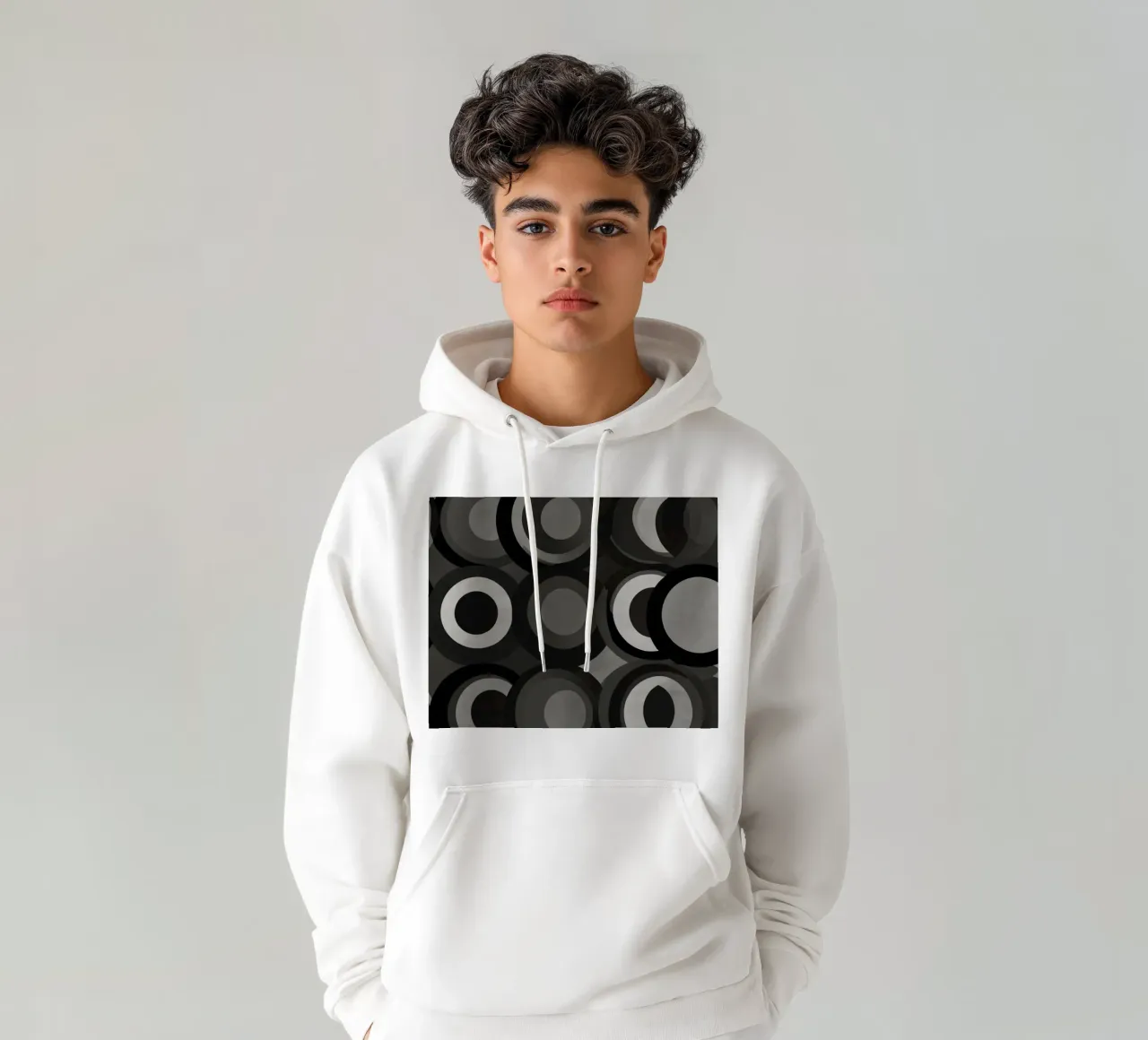 Abstract pattern of overlapping circles in various shades of hoodie by DesignDoodle