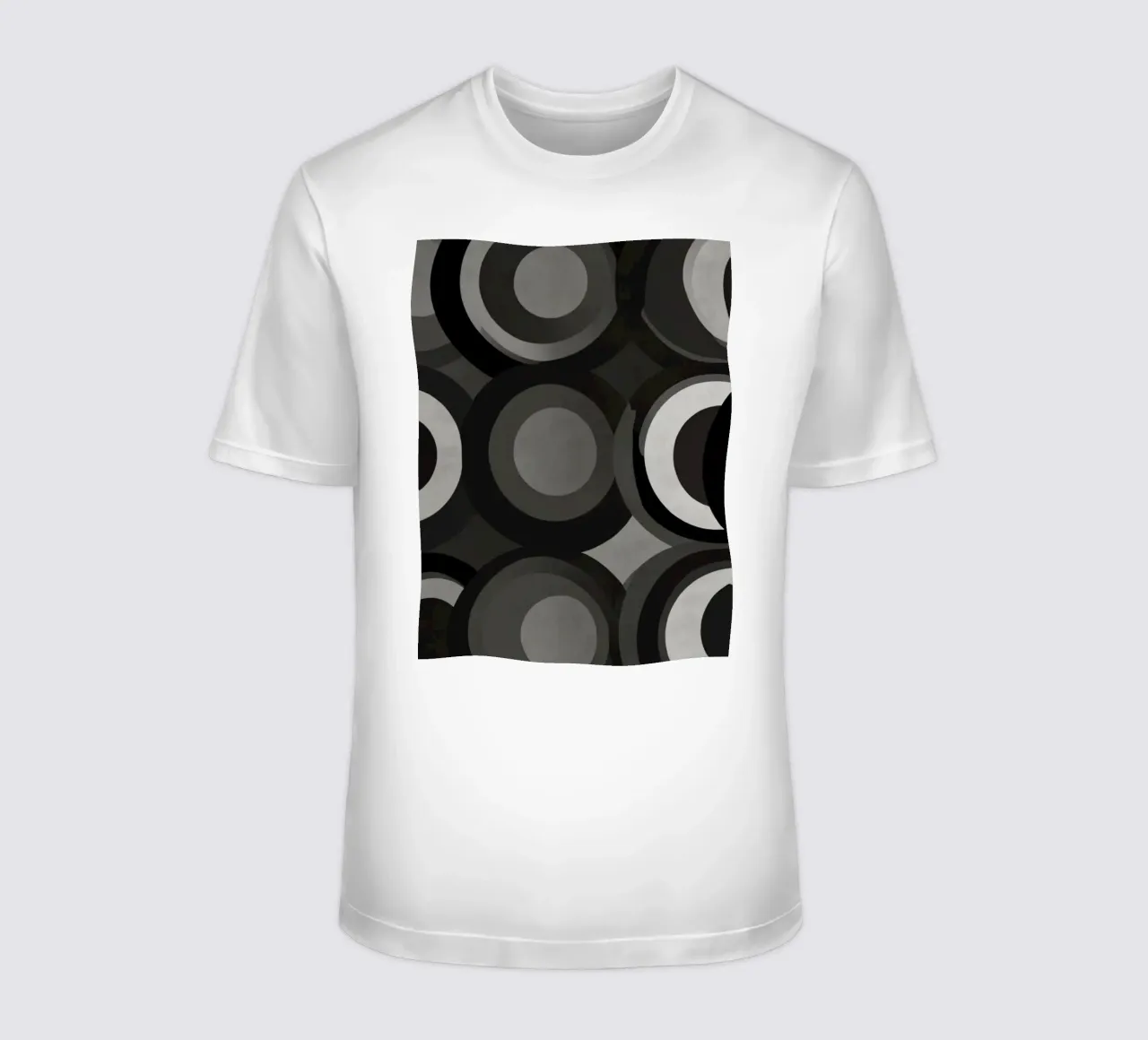 Abstraktes Muster aus sich überlappenden Kreisen in verschiedenen Farbtönen T-Shirt von DesignDoodle