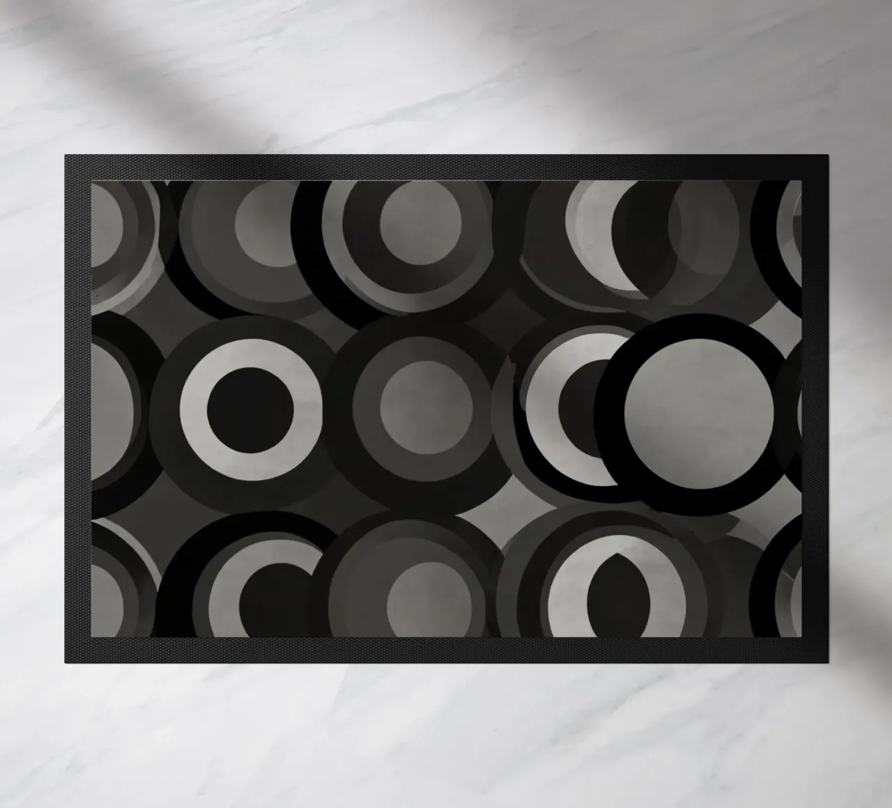 Motivo astratto di cerchi sovrapposti in varie tonalità di colore. zerbino da DesignDoodle