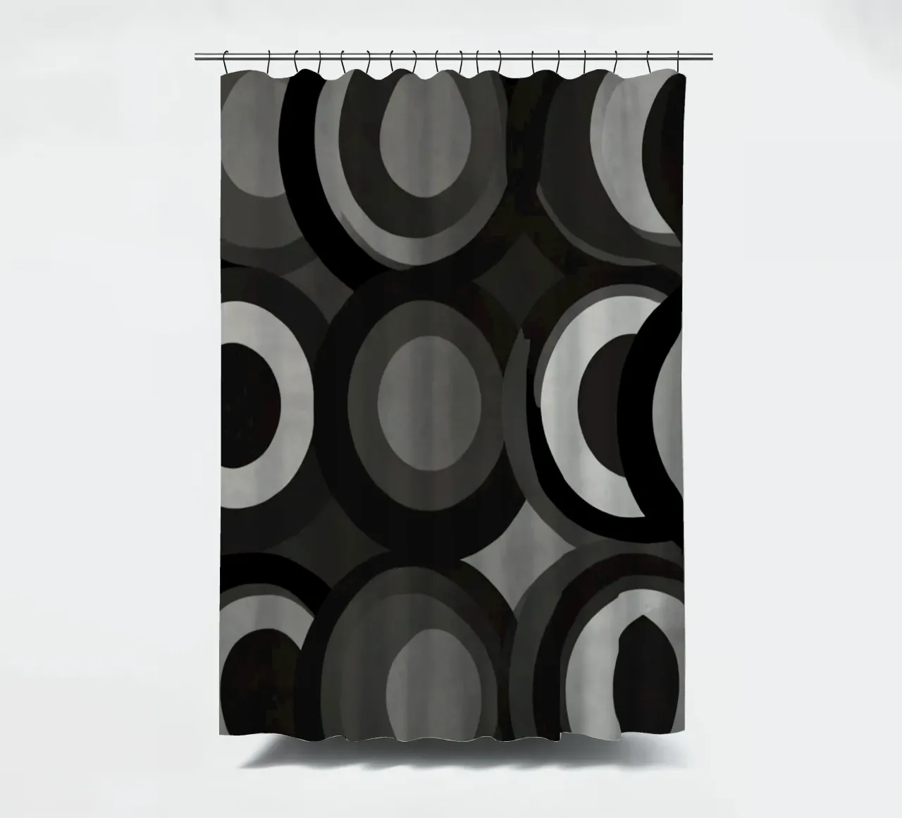 Abstract pattern of overlapping circles in various shades of shower curtain by DesignDoodle