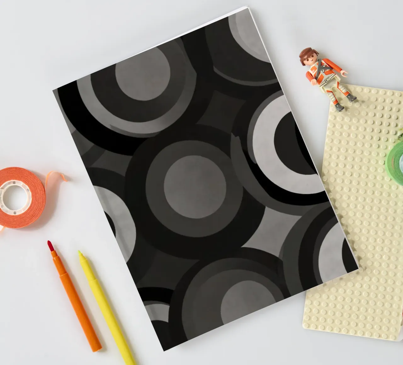 Abstract pattern of overlapping circles in various shades of notebook by DesignDoodle