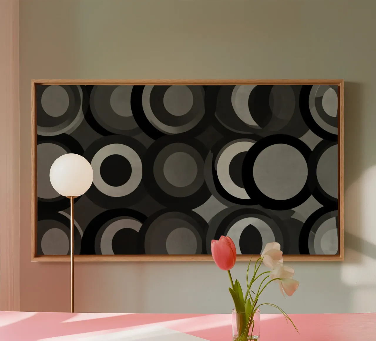 Motif abstrait de cercles se chevauchant dans différentes teintes. toile de DesignDoodle