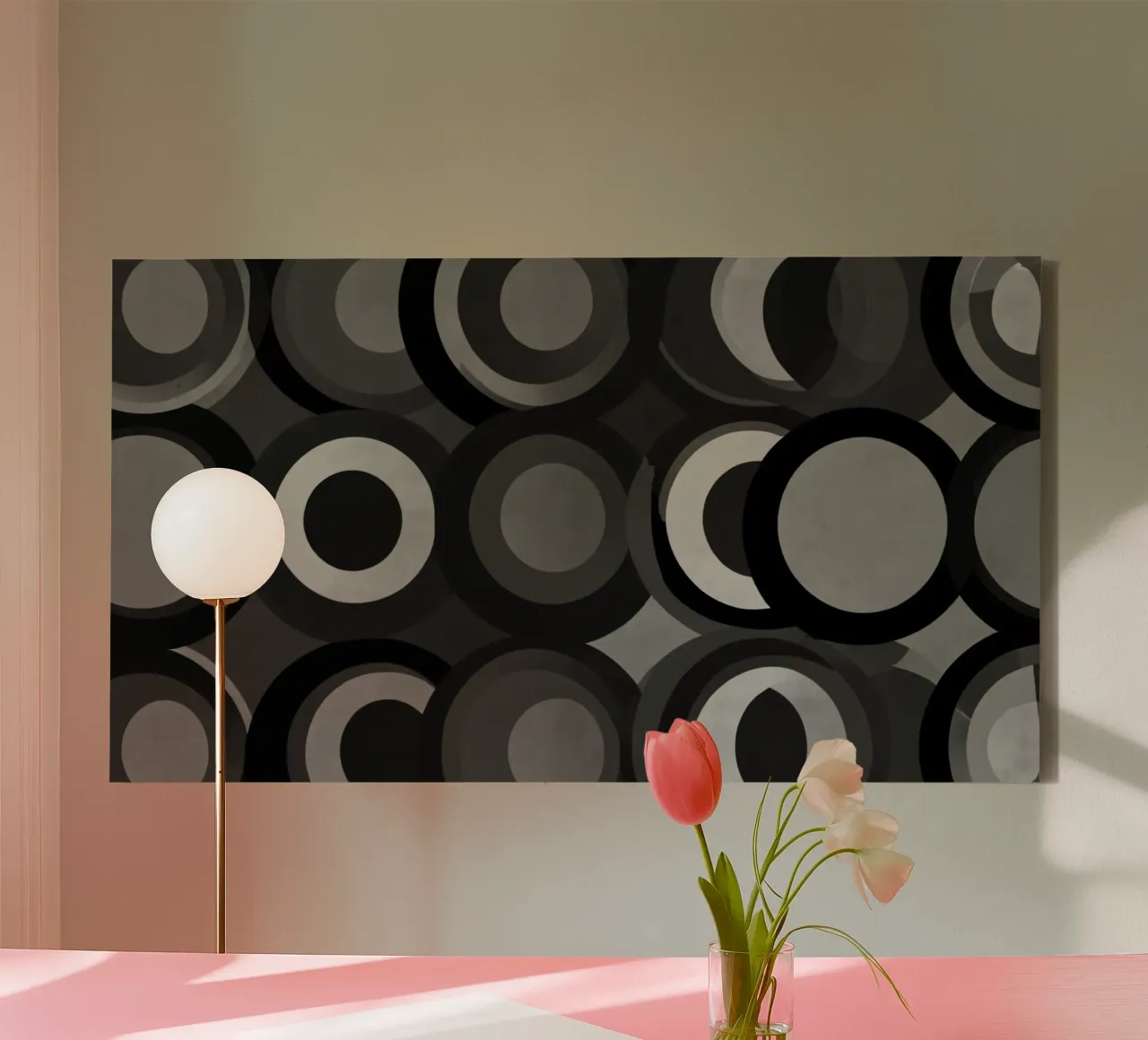 Motif abstrait de cercles se chevauchant dans différentes teintes. toile de DesignDoodle
