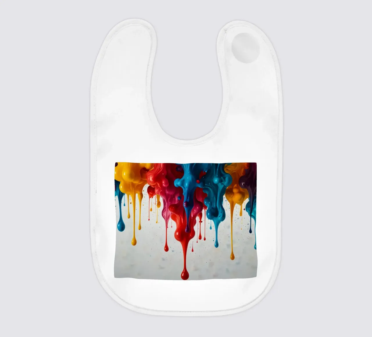 Vibrant paint drips cascading down a white surface baby bib by DesignDoodle