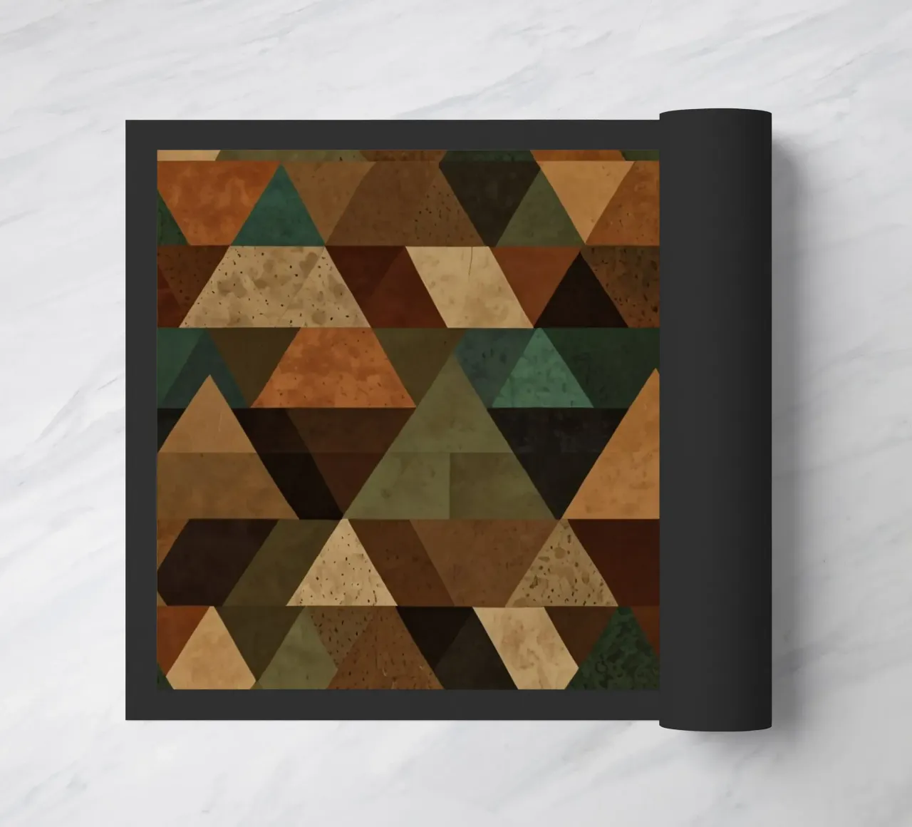 Colorful geometric pattern of alternating triangles in shade doormat by DesignDoodle