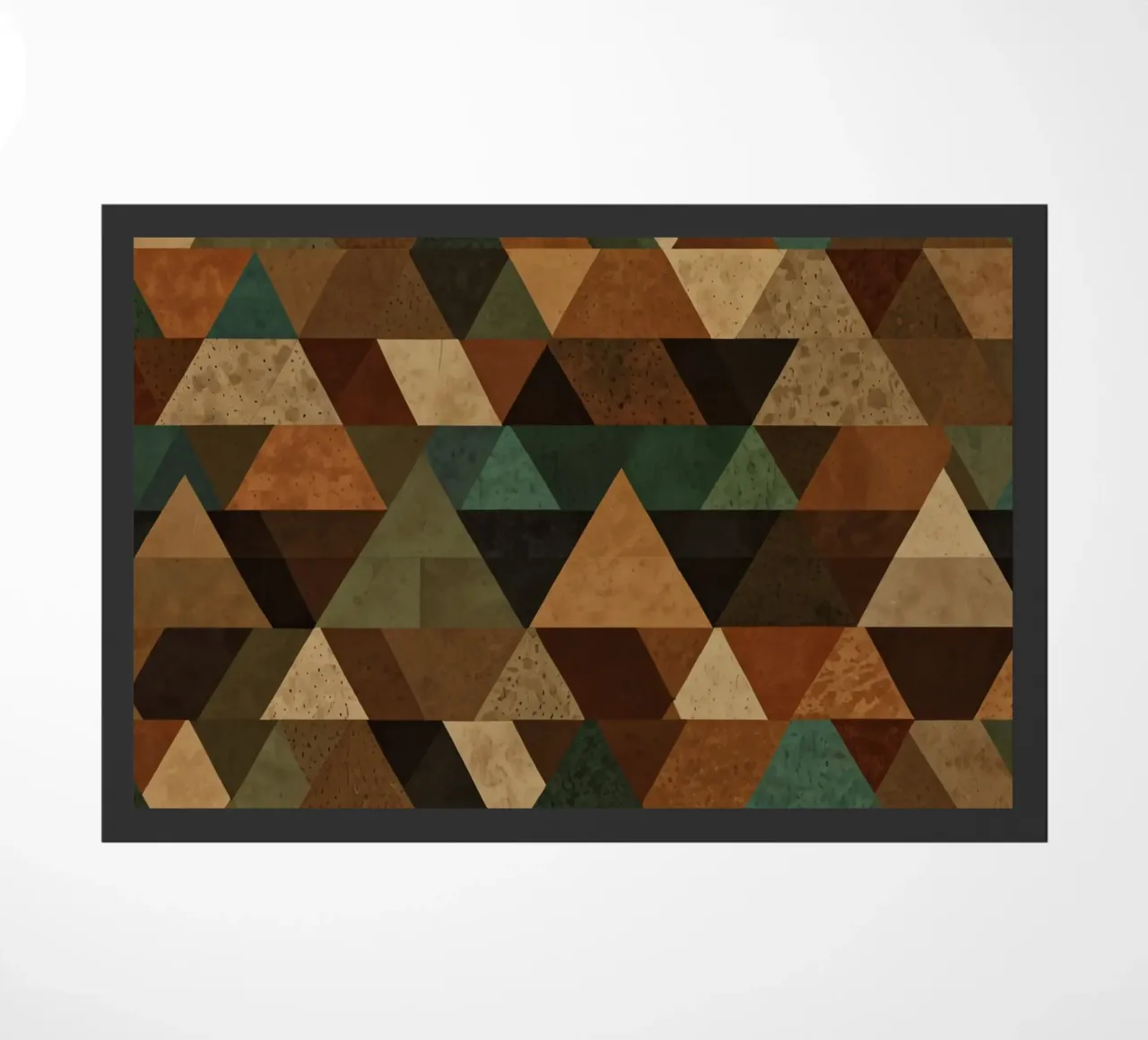 Colorful geometric pattern of alternating triangles in shade doormat by DesignDoodle