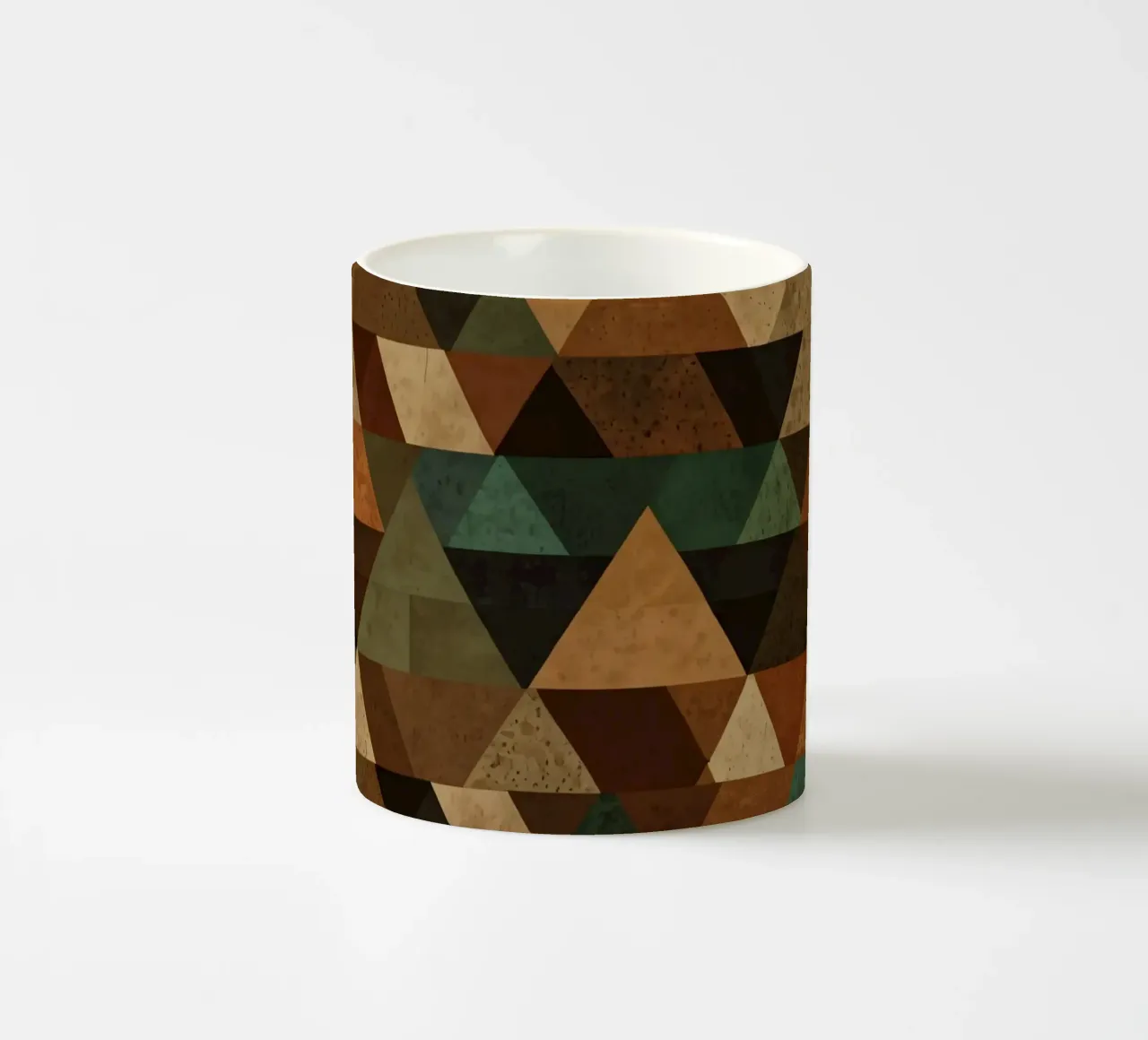 Colorful geometric pattern of alternating triangles in shade ceramic mug by DesignDoodle