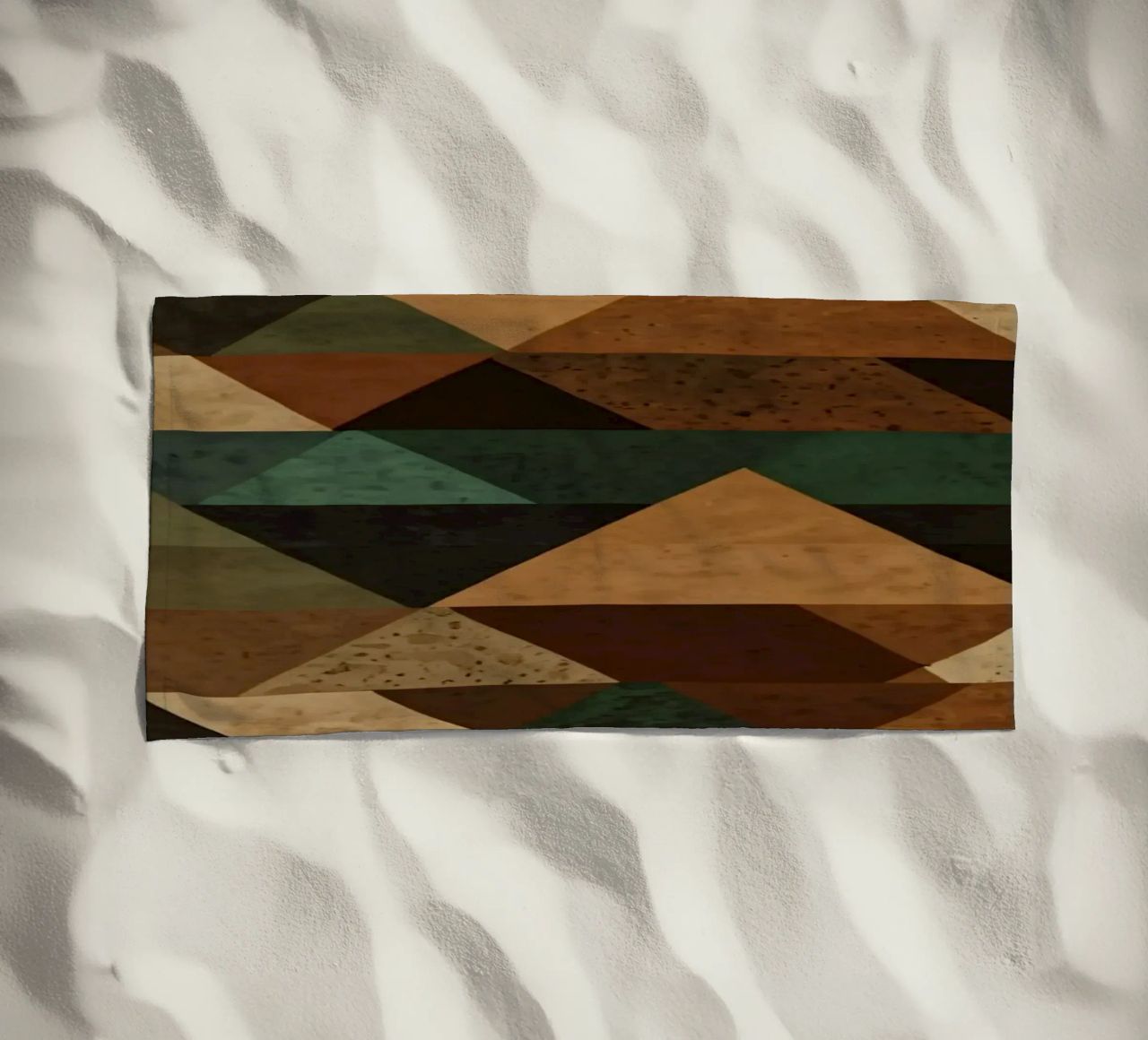 Colorful geometric pattern of alternating triangles in shade beach towel by DesignDoodle