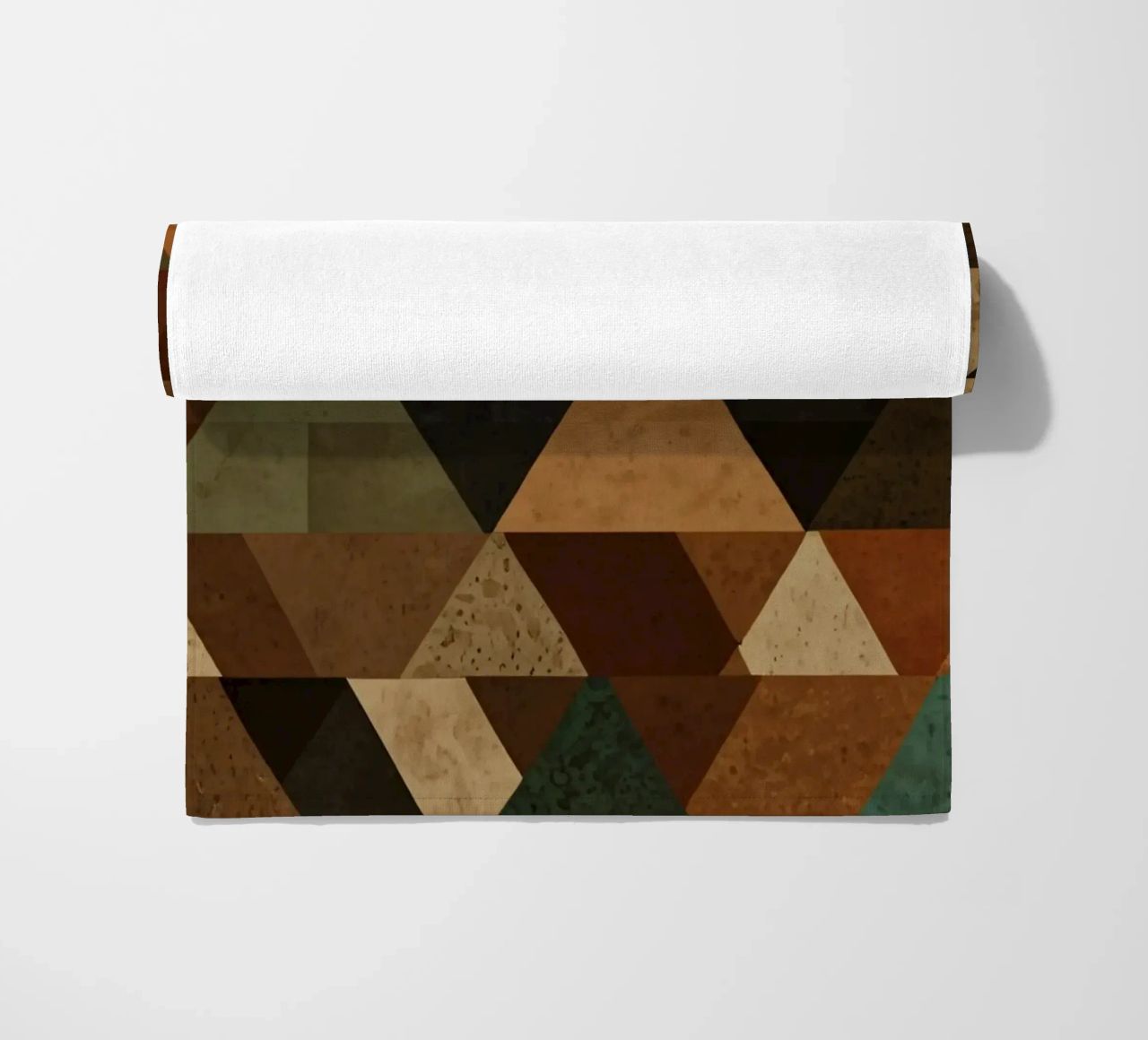 Colorful geometric pattern of alternating triangles in shade beach towel by DesignDoodle