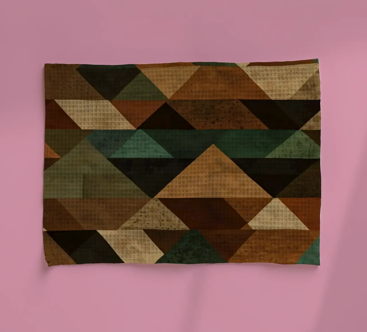 Colorful geometric pattern of alternating triangles in shade tea towel by DesignDoodle