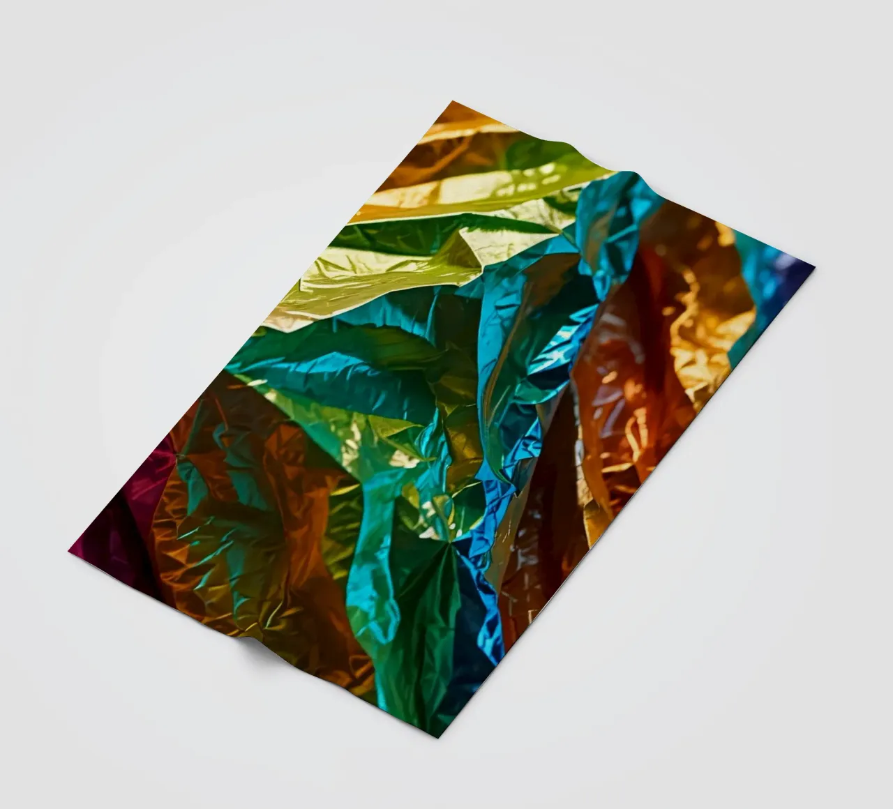 Colorful crumpled foil sheets create a vibrant texture fleece blanket by DesignDoodle