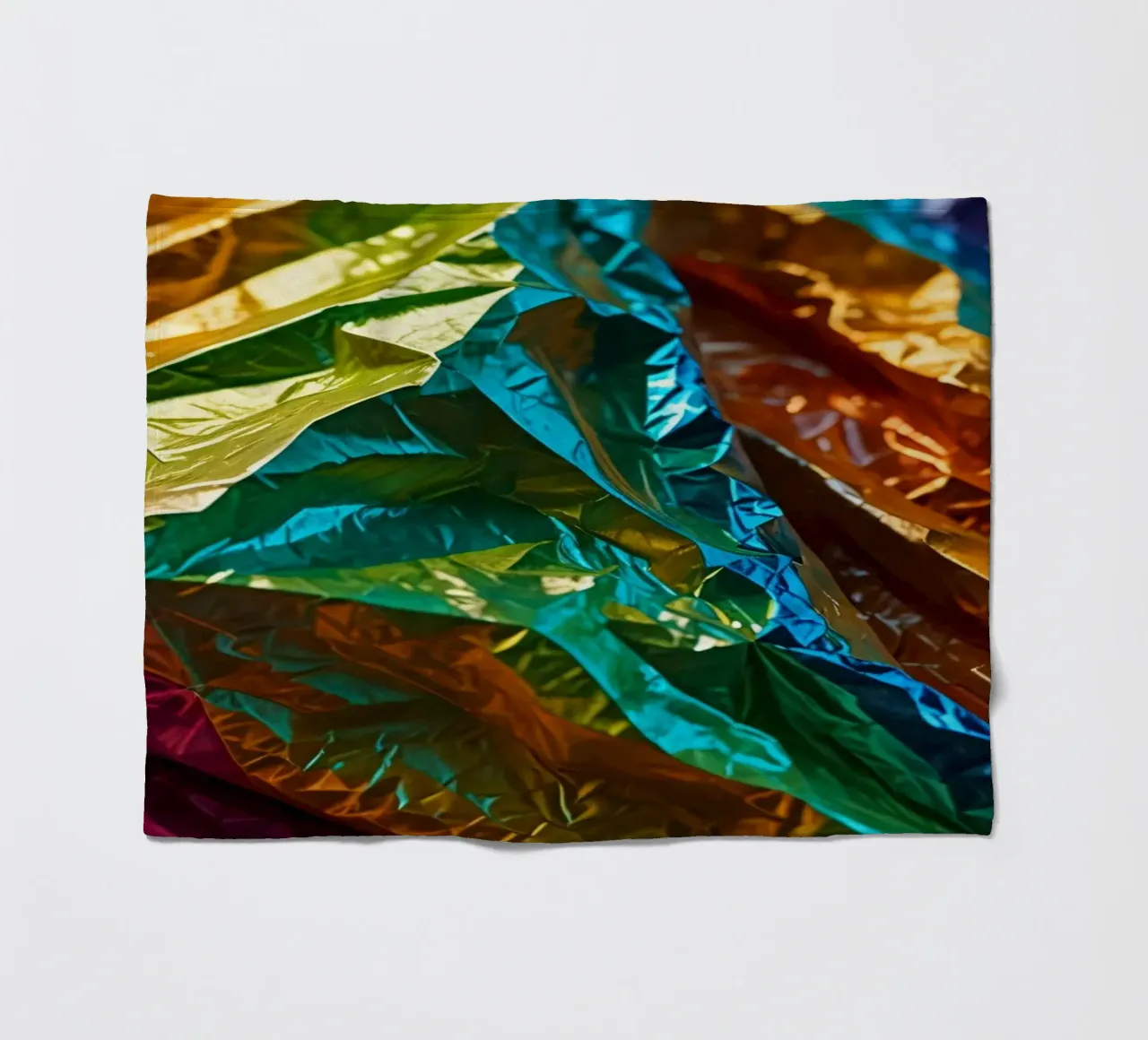 Colorful crumpled foil sheets create a vibrant texture fleece blanket by DesignDoodle
