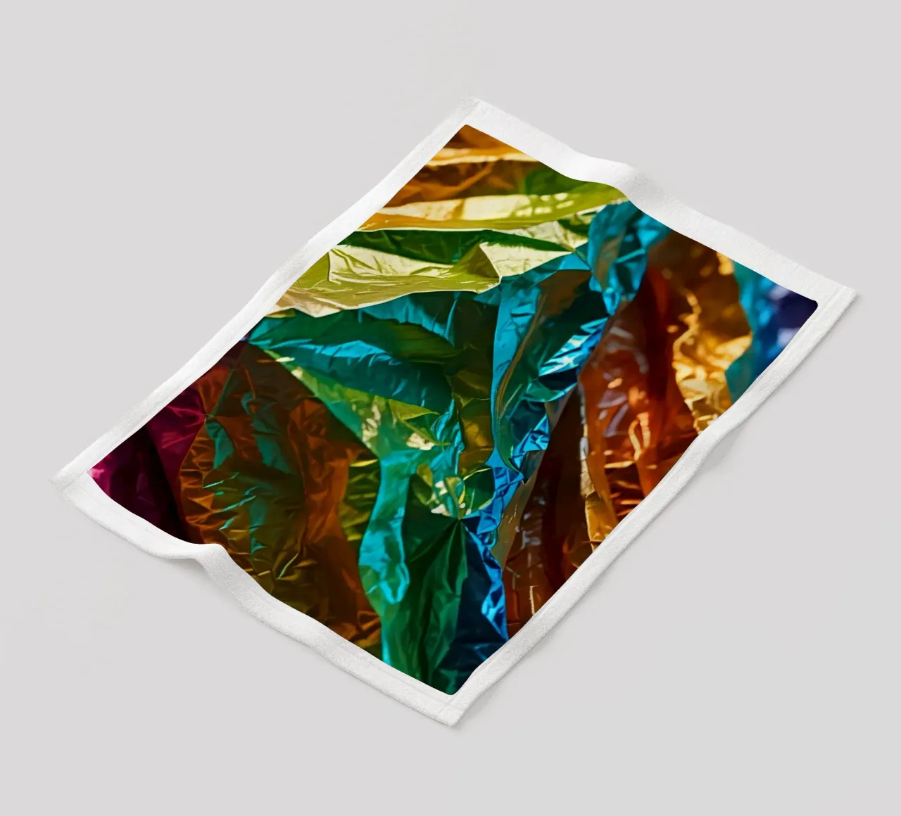 Colorful crumpled foil sheets create a vibrant texture fleece blanket by DesignDoodle