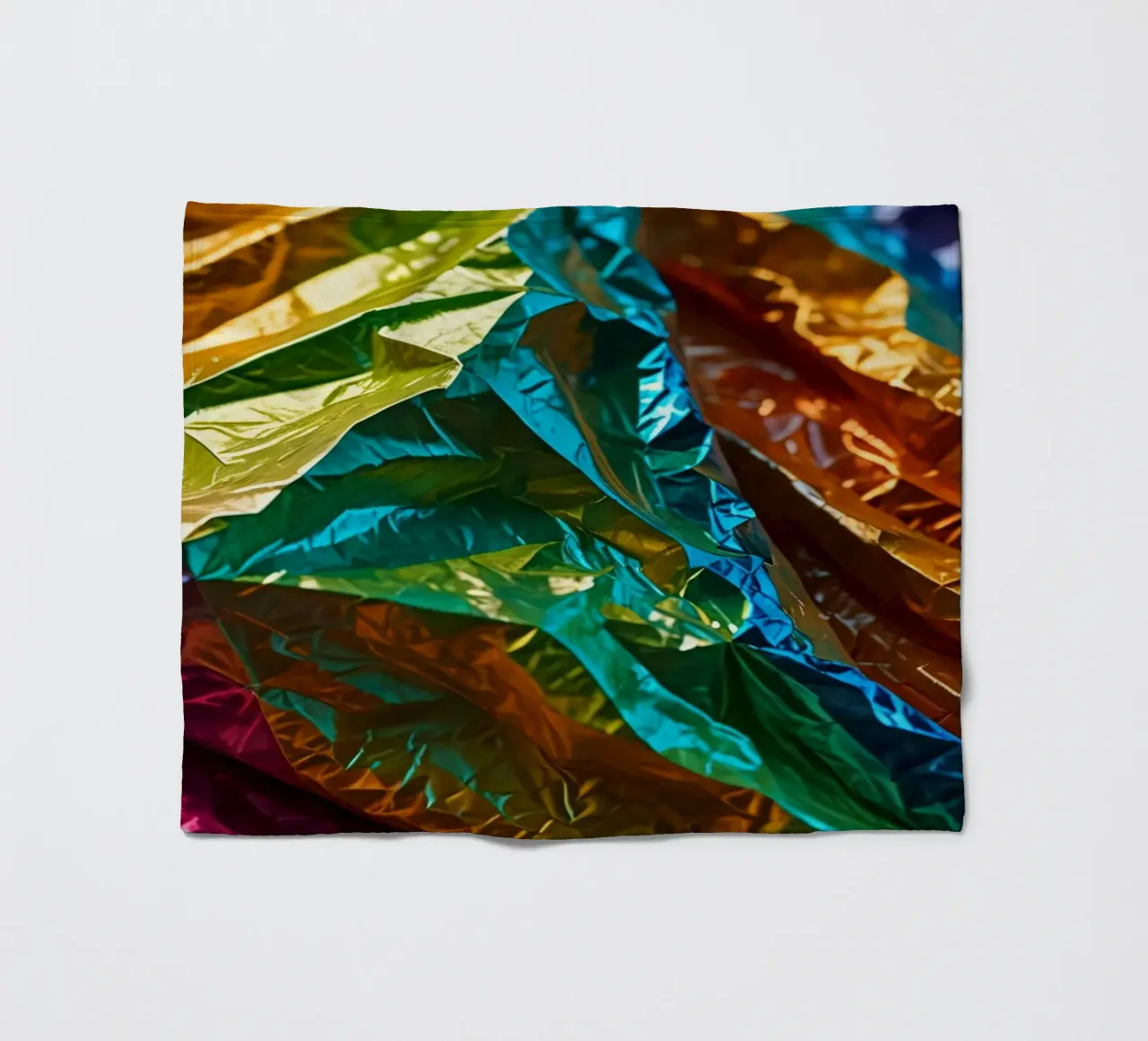 Colorful crumpled foil sheets create a vibrant texture fleece blanket by DesignDoodle