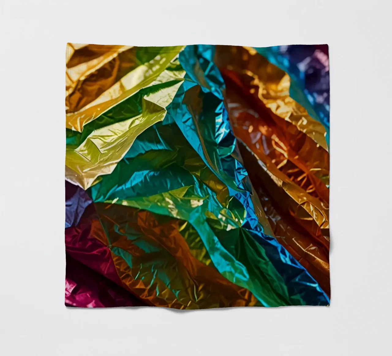 Colorful crumpled foil sheets create a vibrant texture fleece blanket by DesignDoodle