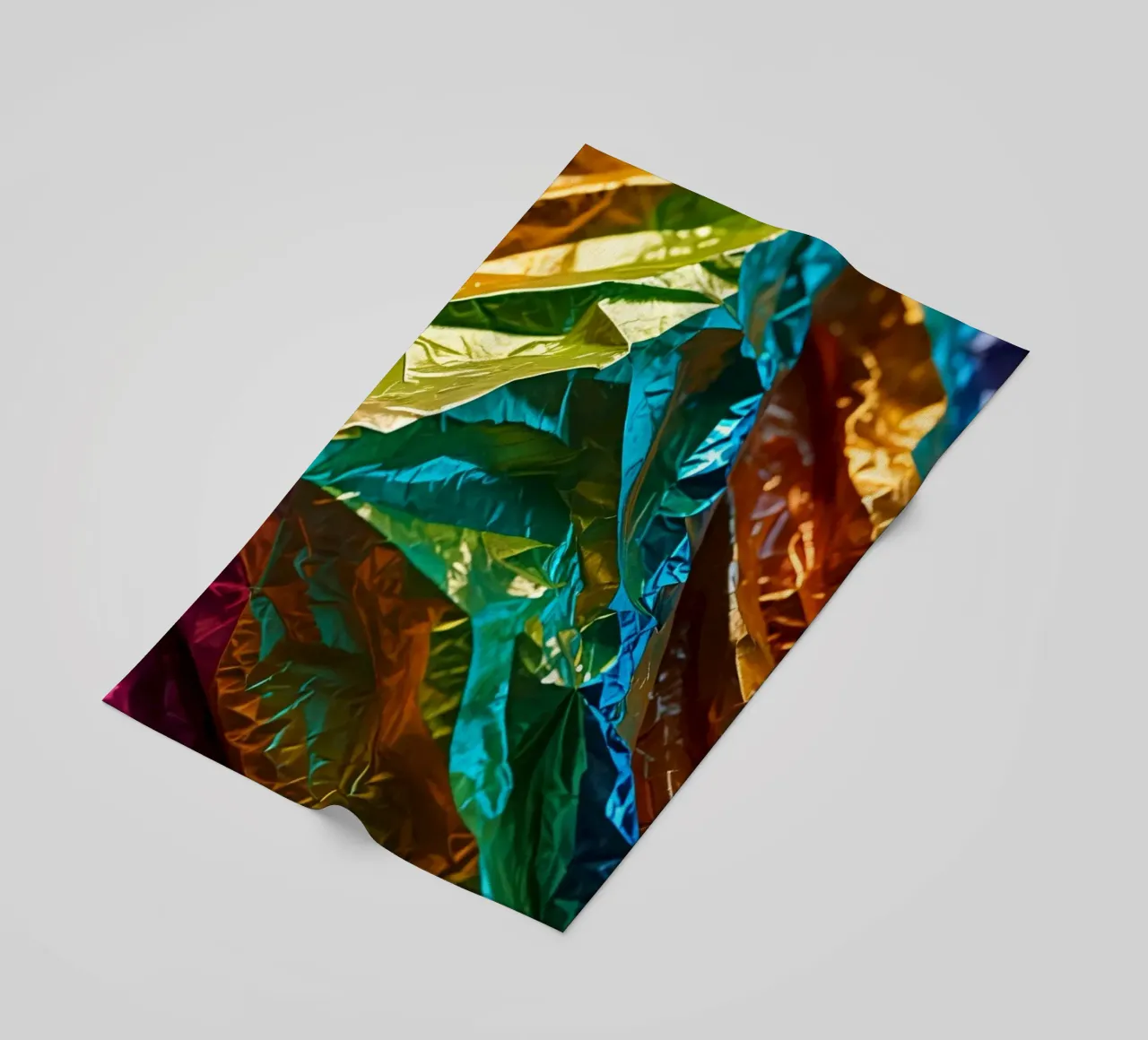 Colorful crumpled foil sheets create a vibrant texture beach towel by DesignDoodle