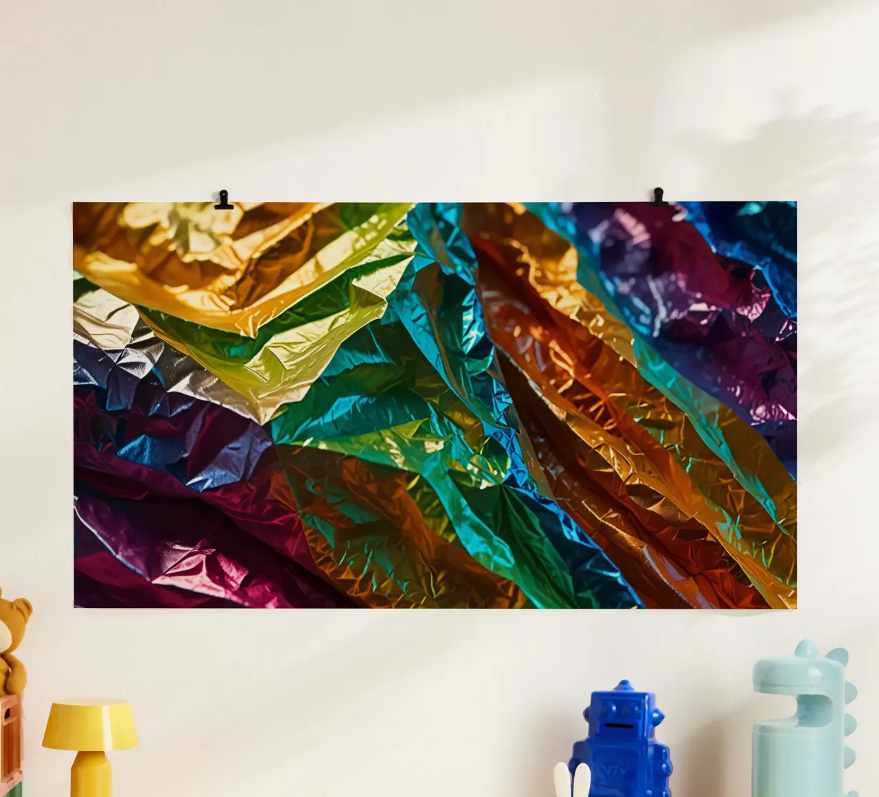 Colorful crumpled foil sheets create a vibrant texture hahnemühle by DesignDoodle