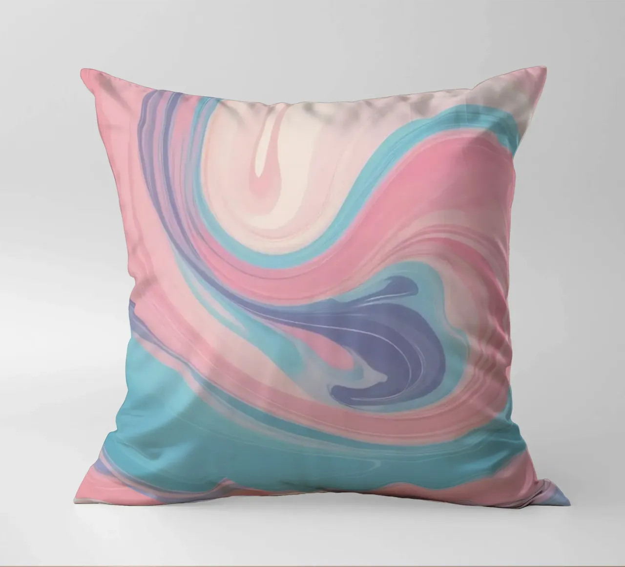 Swirling pastel hues create a mesmerizing abstract design decorative cushion by DesignDoodle