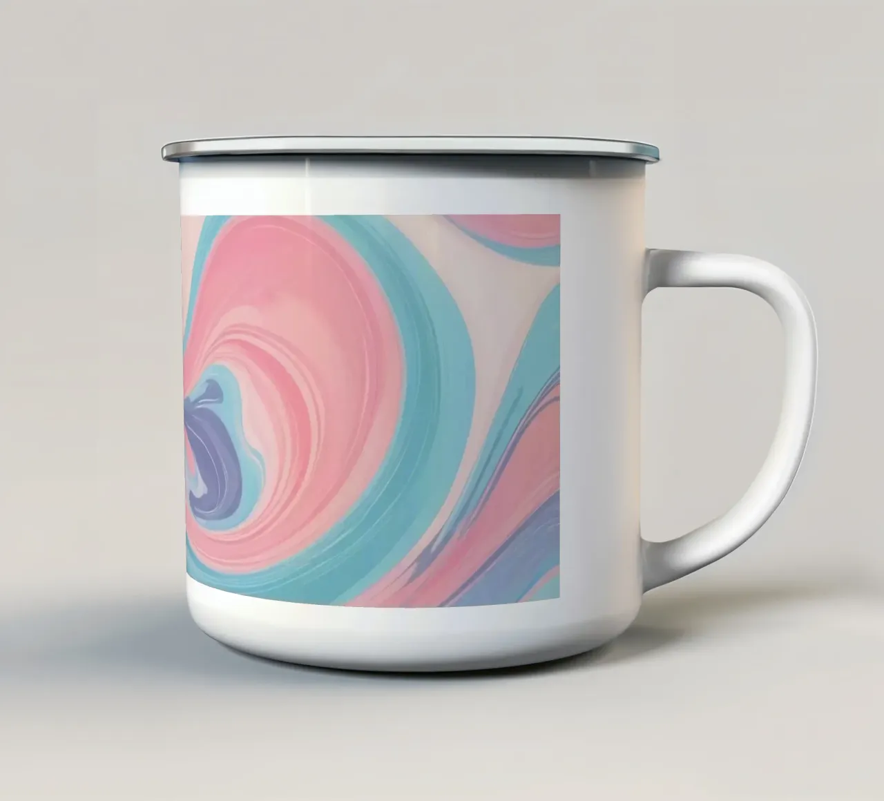 Le vorticose tonalità pastello creano un affascinante disegno astratto. tazza in smalto da DesignDoodle