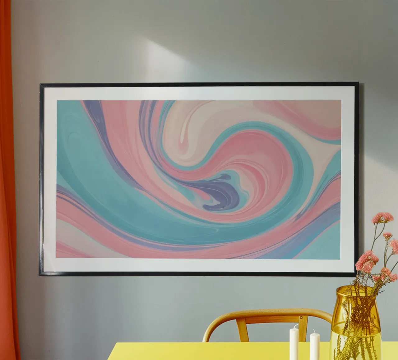 Swirling pastel hues create a mesmerizing abstract design hahnemühle by DesignDoodle