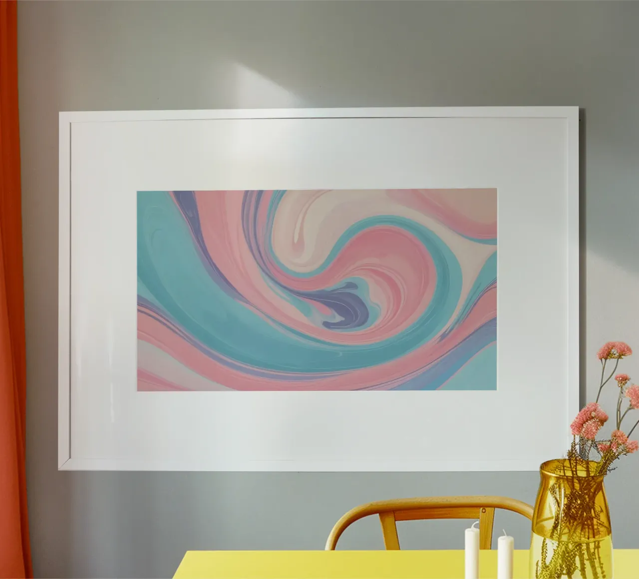 Swirling pastel hues create a mesmerizing abstract design hahnemühle by DesignDoodle