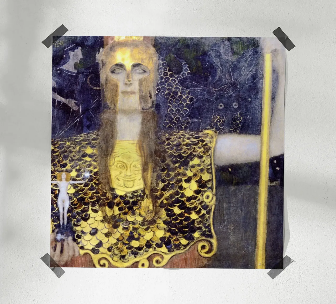 Pallade Atena di Gustav Klimt (1898) poster con telaio in legno da Gustav Klimt ART Prints