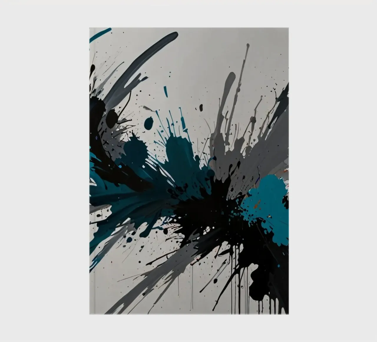 Dynamic abstract artwork featuring bold splashes of teal, notebook by DesignDoodle