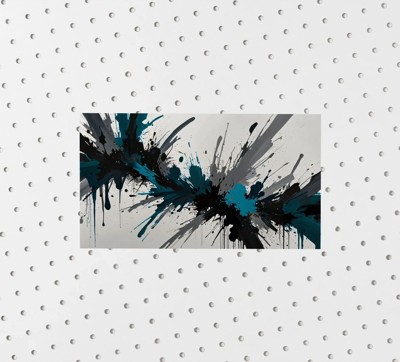Dinamica opera d'arte astratta con audaci spruzzi di verde acqua, adesivo da DesignDoodle