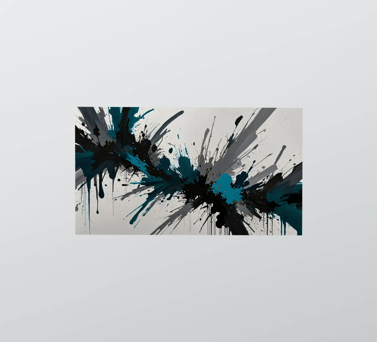Dinamica opera d'arte astratta con audaci spruzzi di verde acqua, adesivo da DesignDoodle