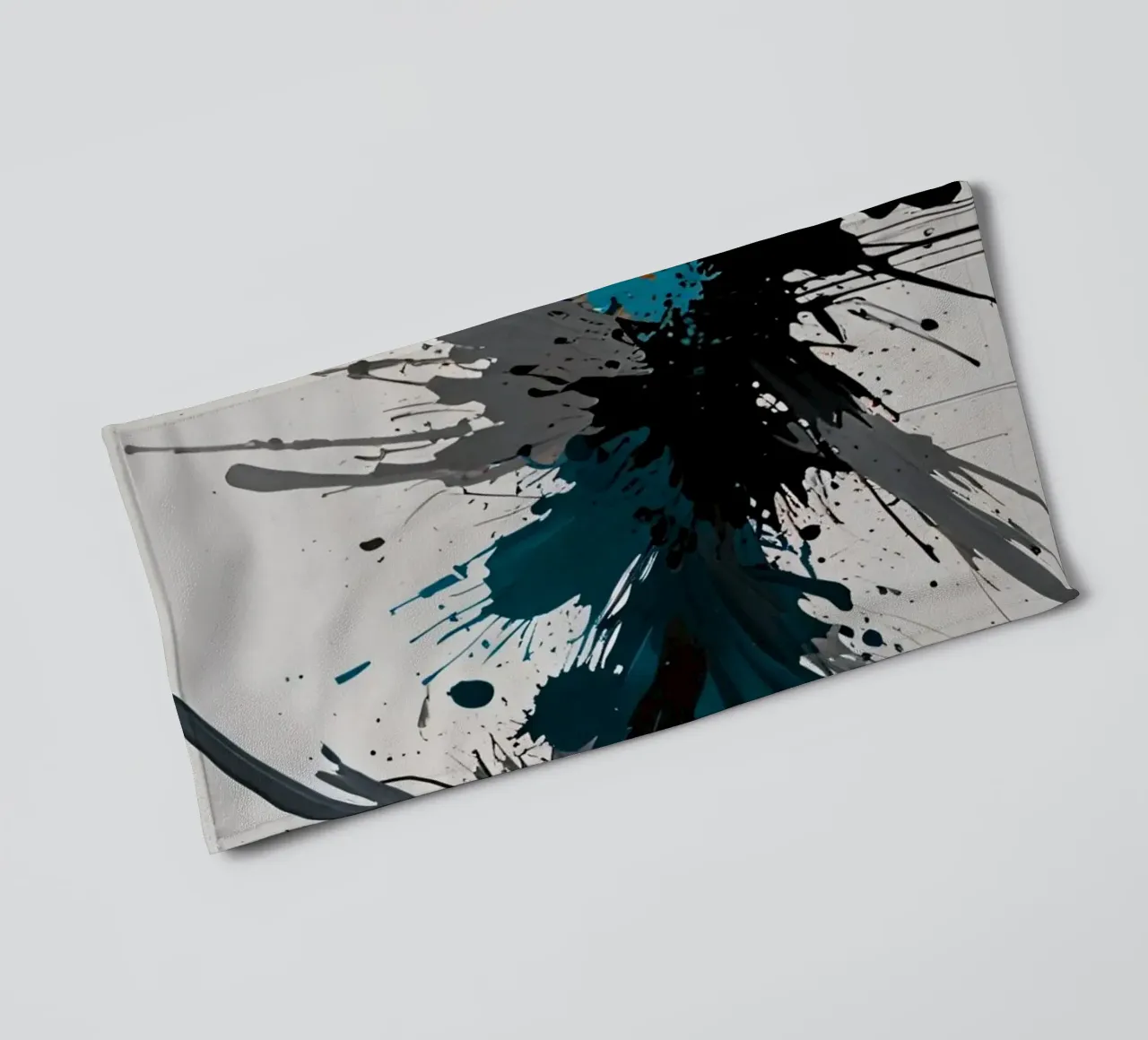 Dynamic abstract artwork featuring bold splashes of teal, towel by DesignDoodle
