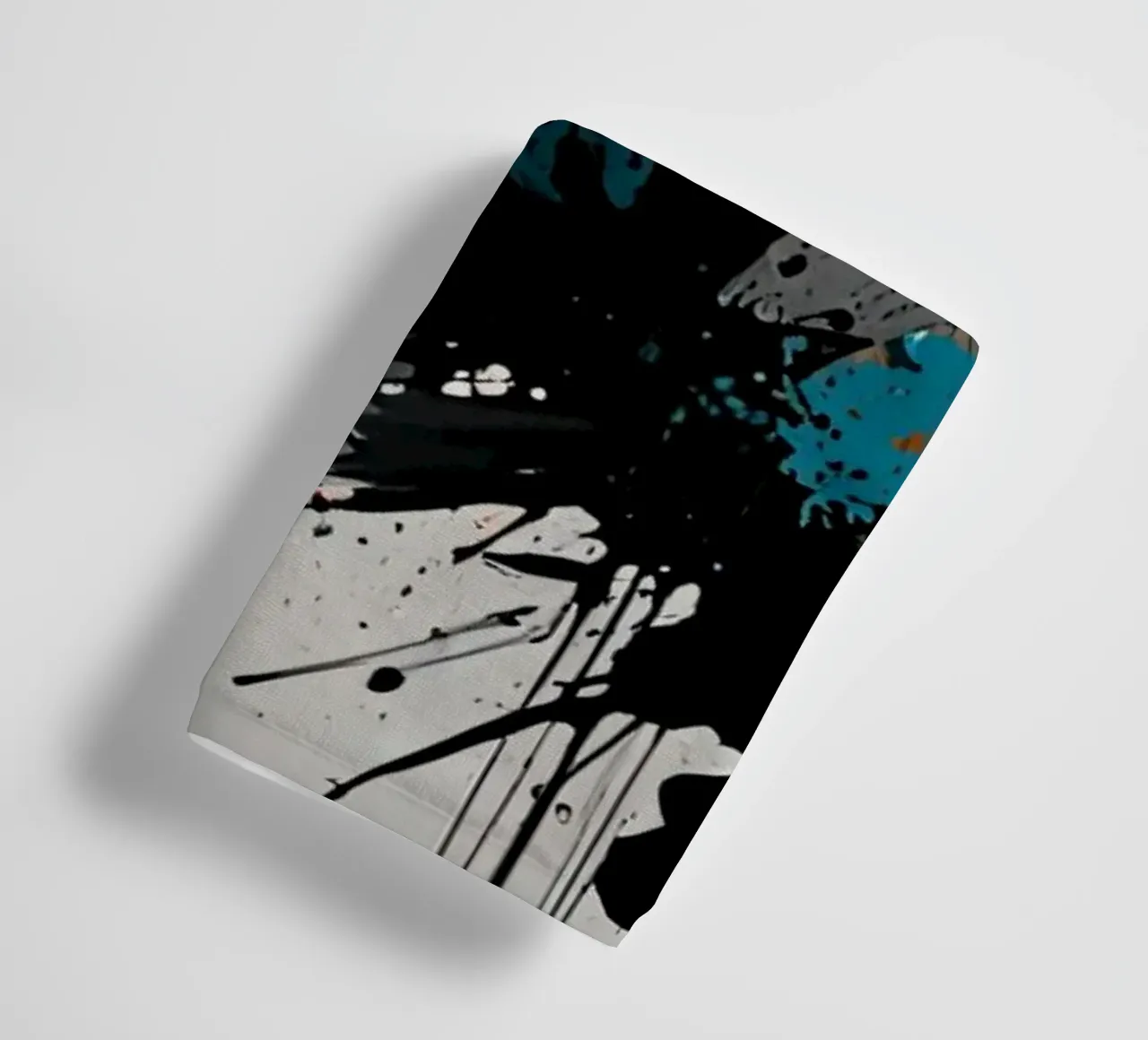 Dynamic abstract artwork featuring bold splashes of teal, towel by DesignDoodle